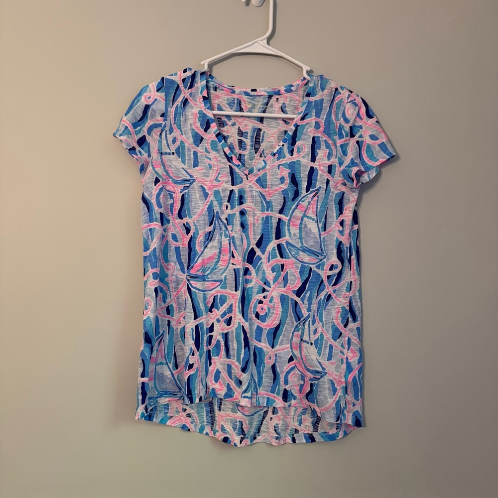Lilly Pulitzer Blue and Pink‎ Patterned Top (A1-25)